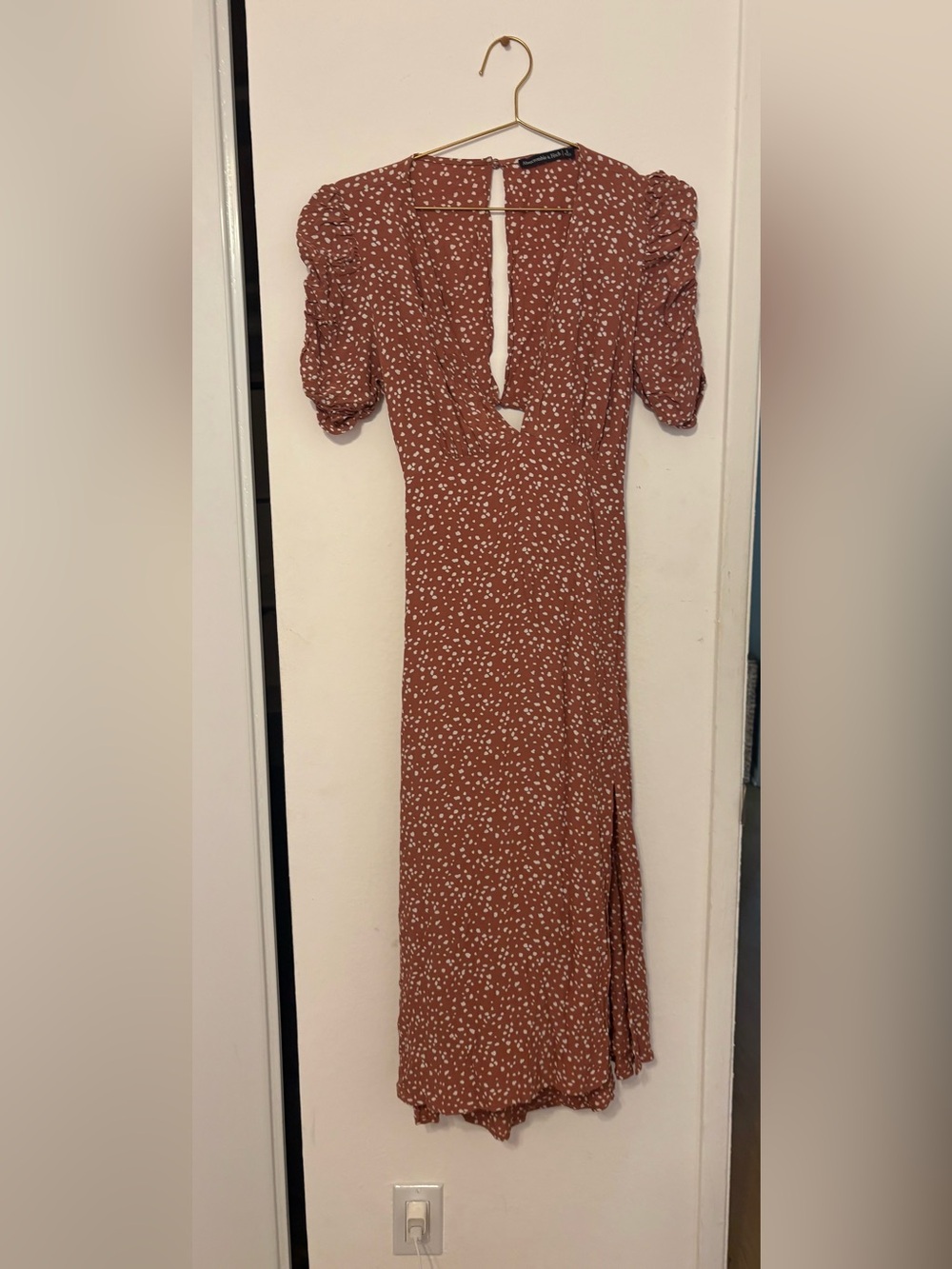 Abercrombie & Fitch Rust Dot Print V-Neck Tunic